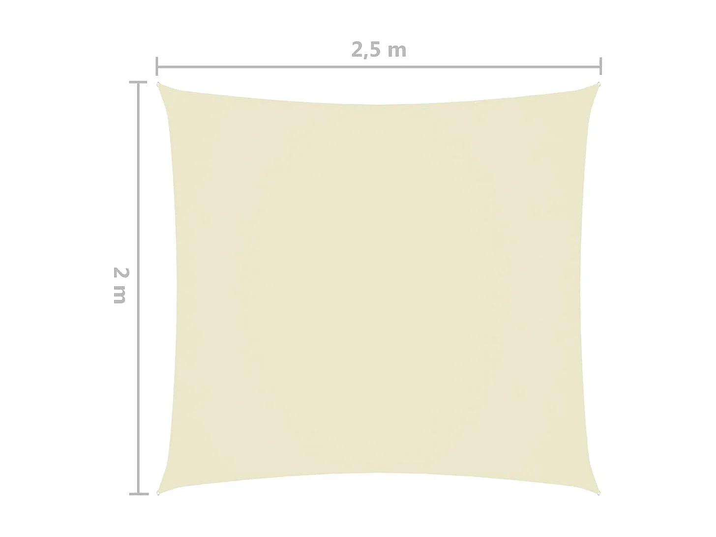 Voile toile d'ombrage parasol tissu crème 250 x 200 x 200 cm 02_0009590