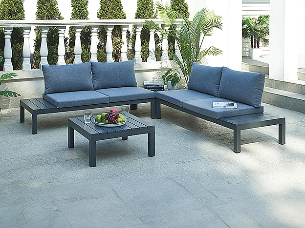 Salon de jardin modulable en aluminium : 1 canapé d'angle + 1 table basse - Anthracite - RISILI de MYLIA