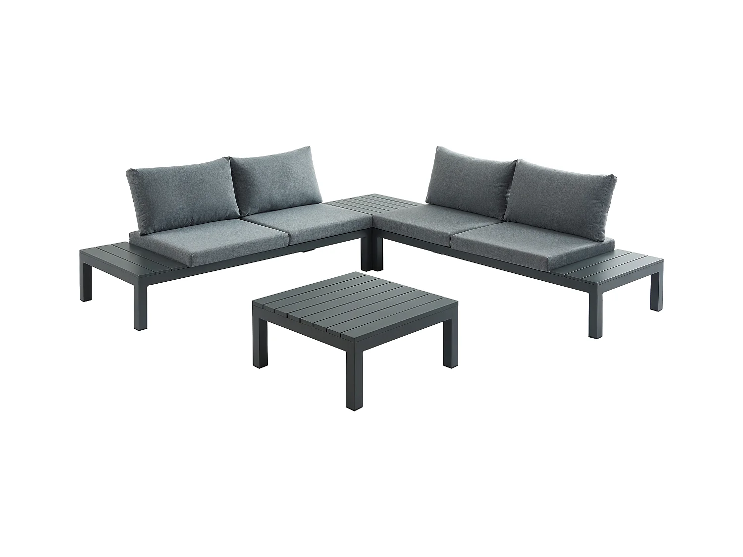 Garten-Sitzgruppe beliebig kombinierbar: 1 Ecksofa + 1 Couchtisch - Aluminium - Anthrazit - RISILI von MYLIA