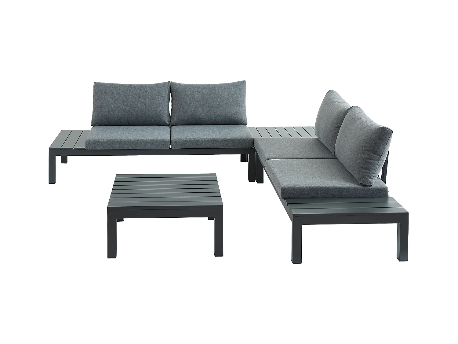 Garten-Sitzgruppe beliebig kombinierbar: 1 Ecksofa + 1 Couchtisch - Aluminium - Anthrazit - RISILI von MYLIA