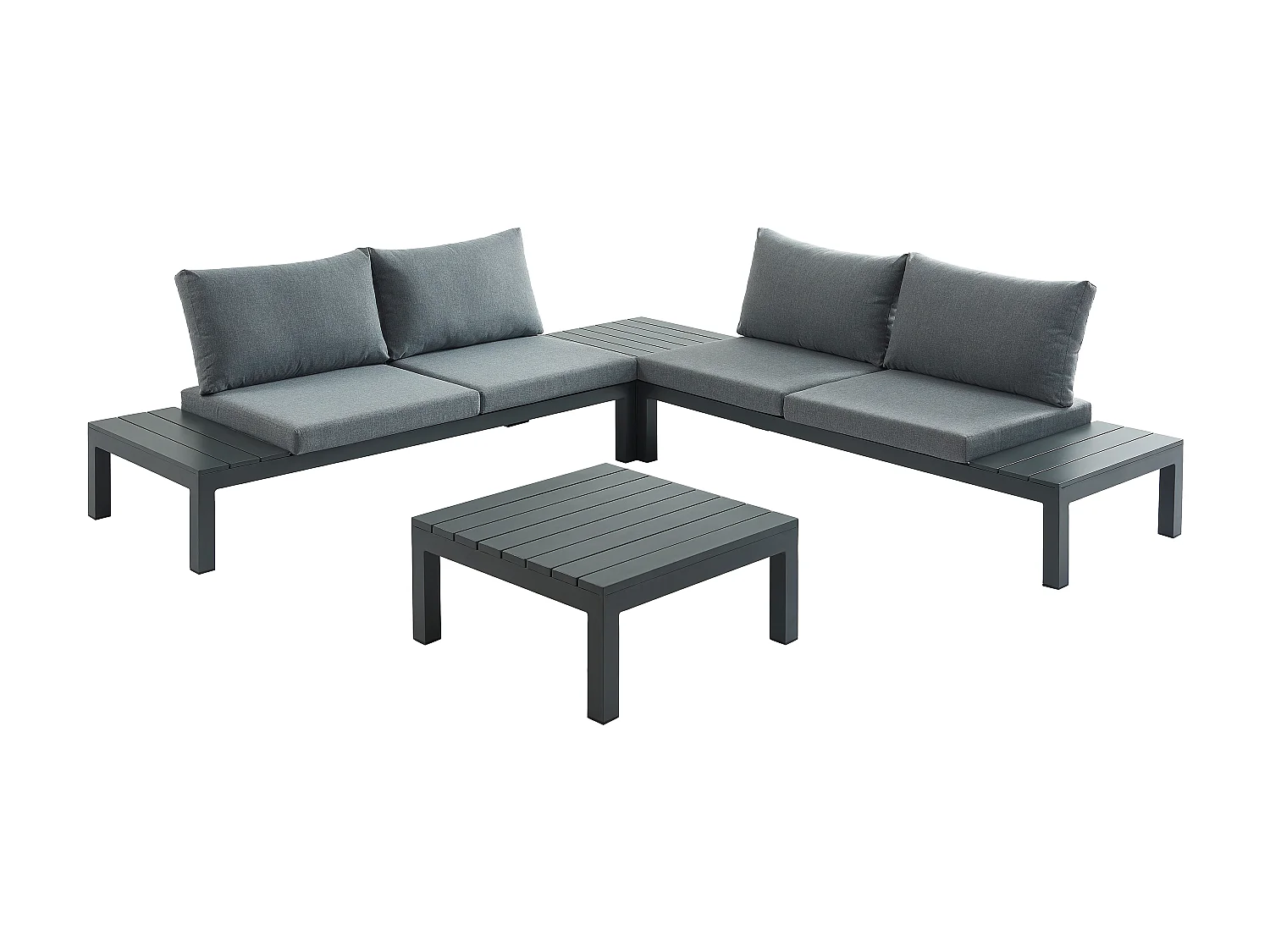 Garten-Sitzgruppe beliebig kombinierbar: 1 Ecksofa + 1 Couchtisch - Aluminium - Anthrazit - RISILI von MYLIA