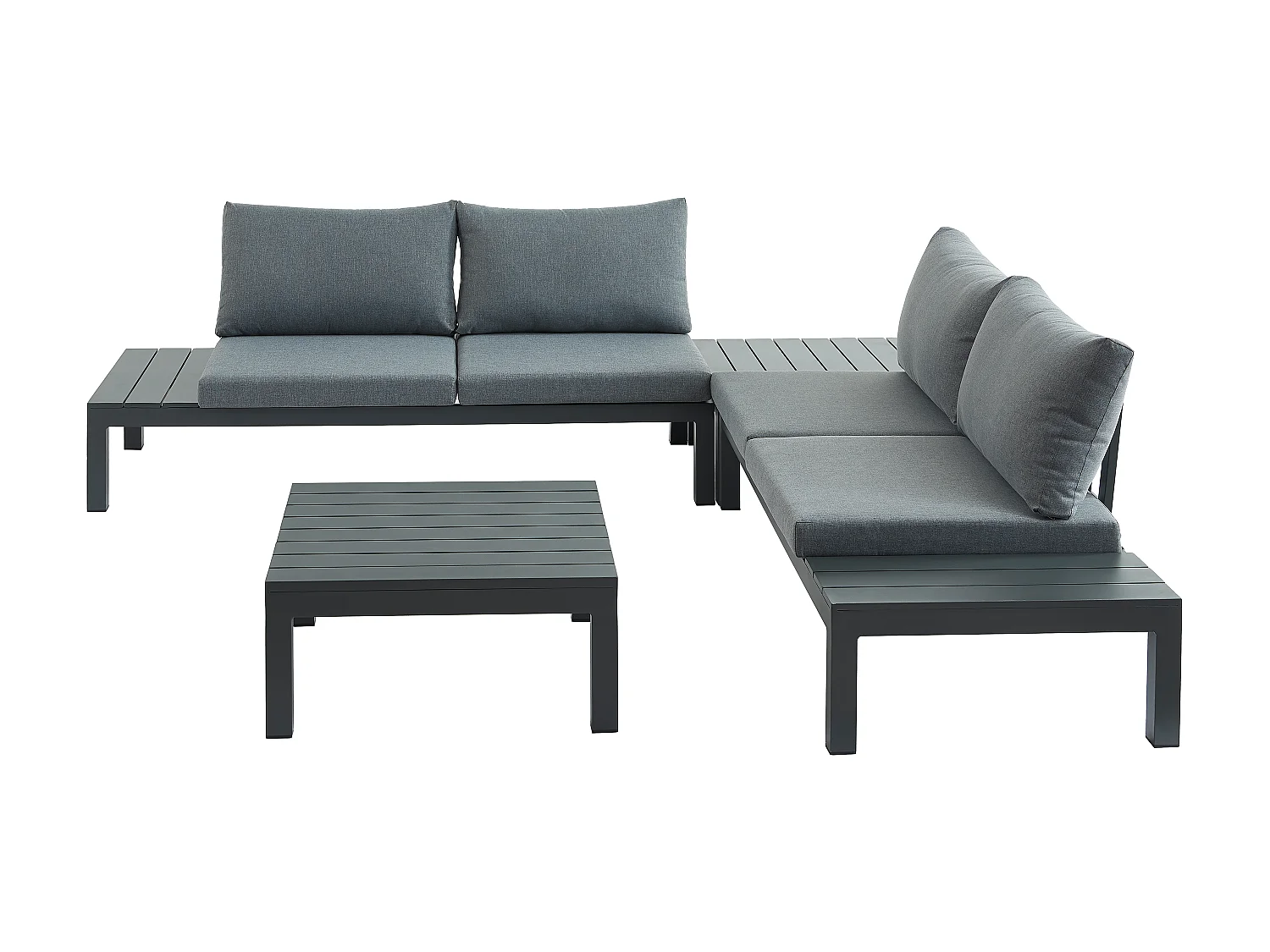 Garten-Sitzgruppe beliebig kombinierbar: 1 Ecksofa + 1 Couchtisch - Aluminium - Anthrazit - RISILI von MYLIA