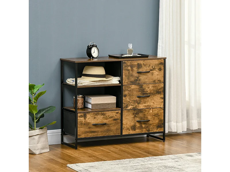 Buffet étagères ATHLONE bois et noir