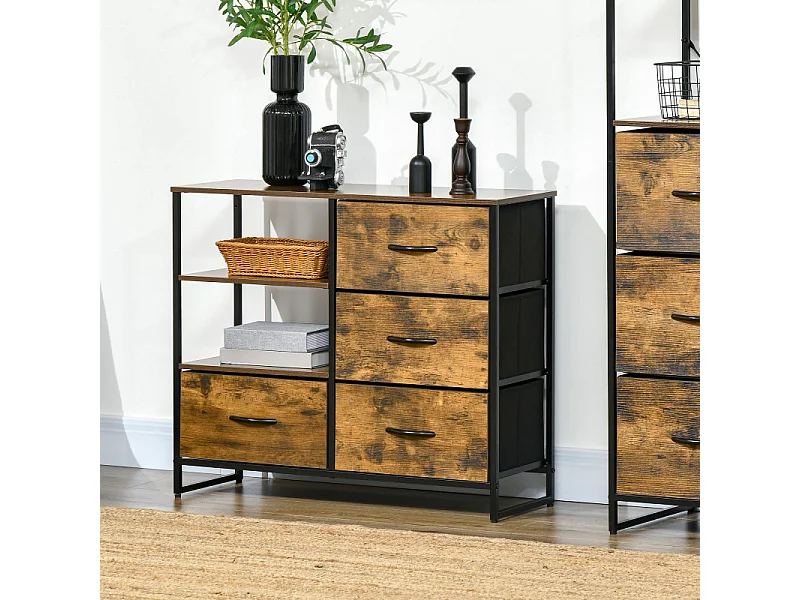 Buffet étagères ATHLONE bois et noir