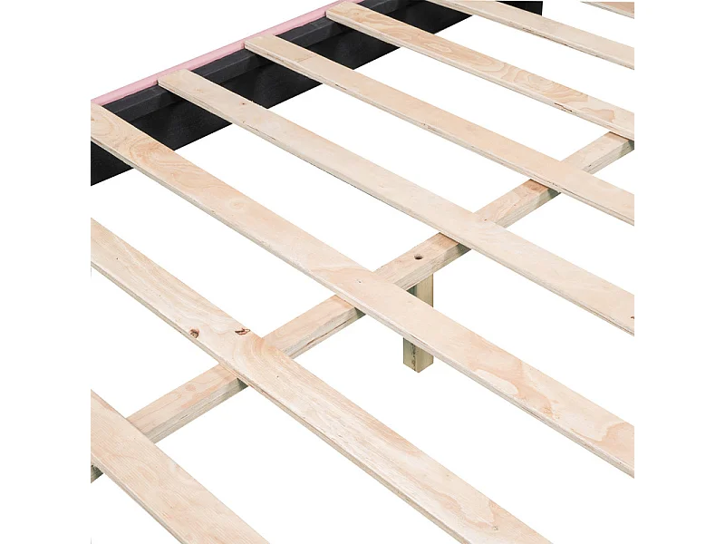 Lit enfant avec tête de lit en forme de couronne + sommier à lattes - 140x200cm - similicuir - Rose