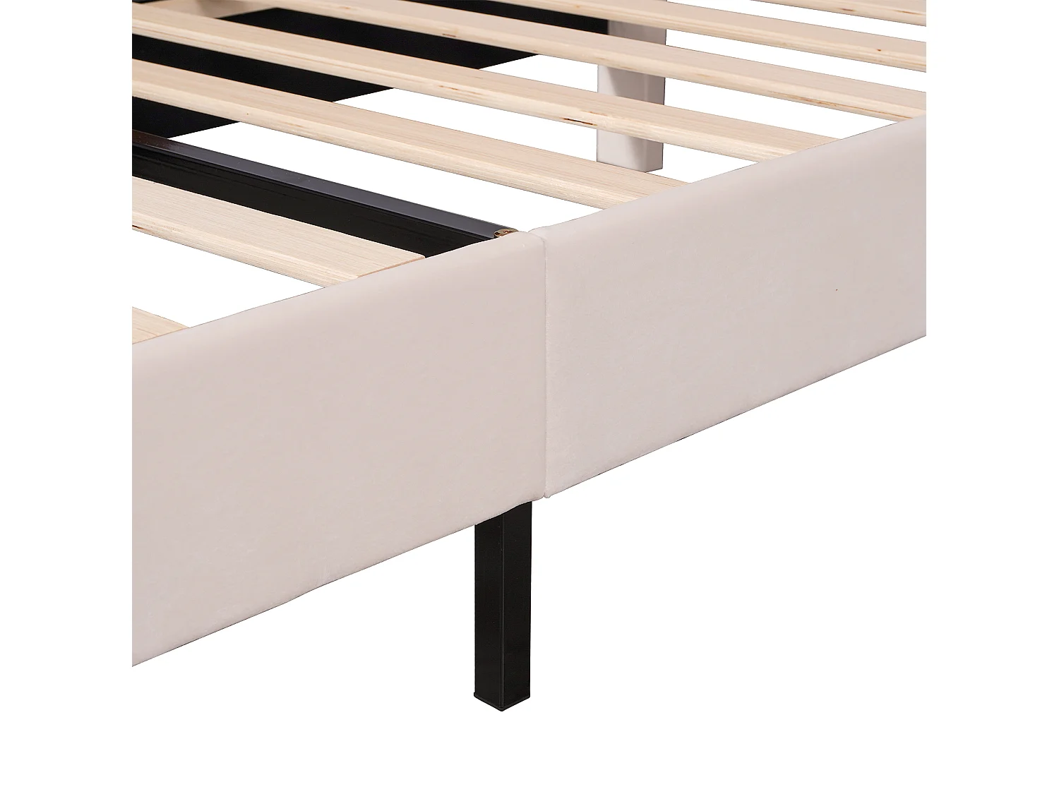 Cama de solteiro estofada em veludo - 90x200cm - cabeceira em forma de flor - com base de ripas - Bege