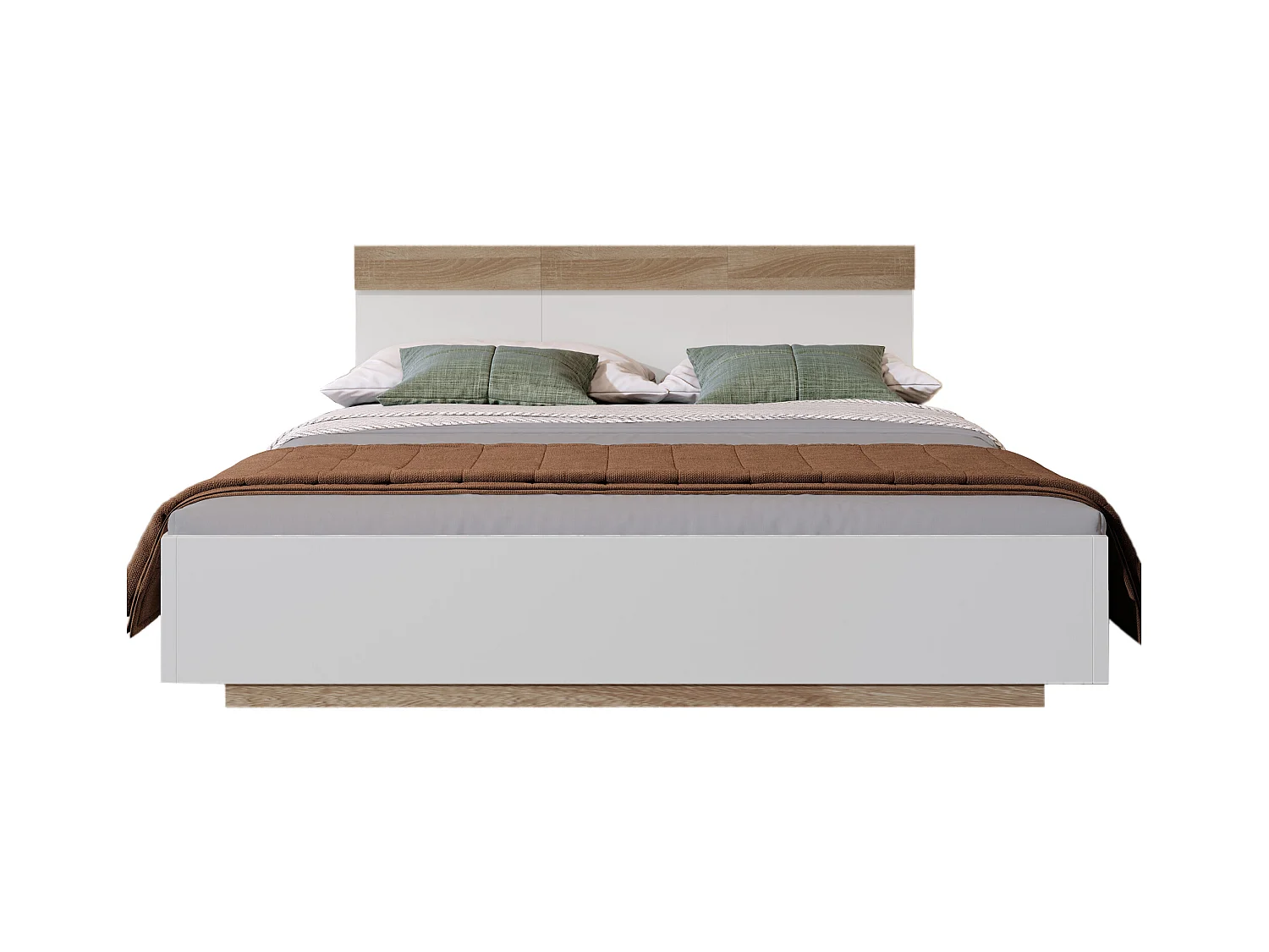 Lit adulte 180x200cm - lit flottant avec sommier à lattes - cadre en bois - blanc