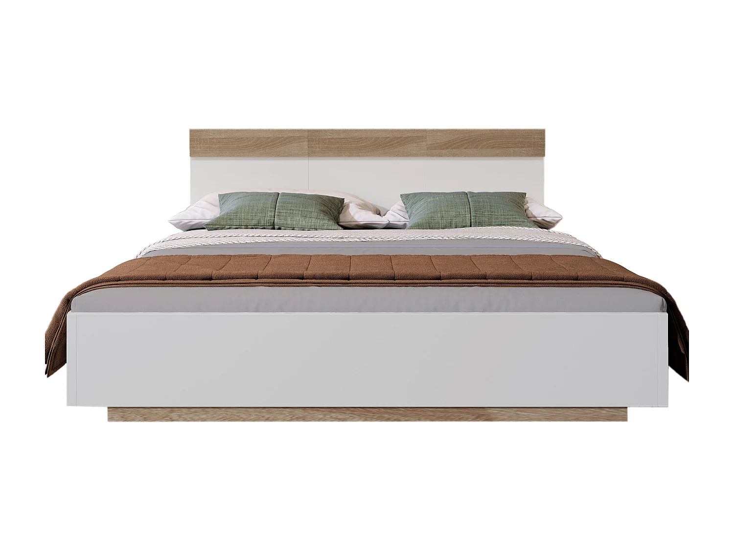 Lit adulte 180x200cm - lit flottant avec sommier à lattes - cadre en bois - blanc