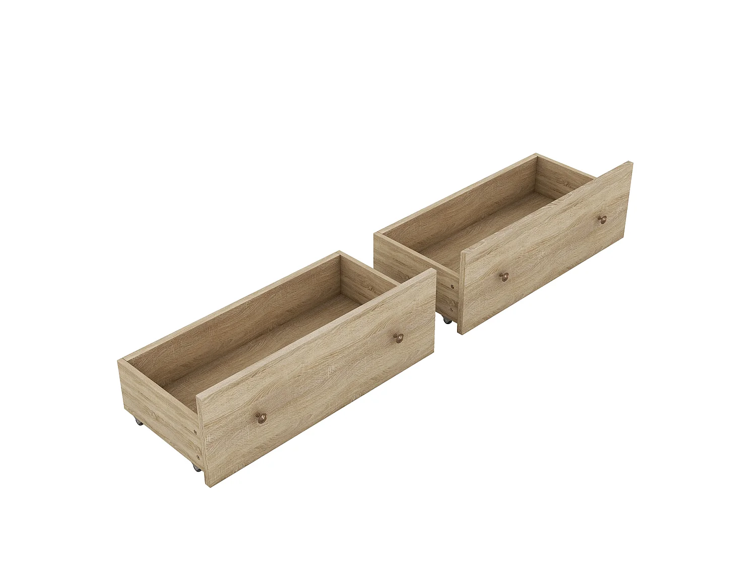 Lit double 160x200cm en bois massif avec tiroirs et tête de rangement - sommier à lattes - Naturel