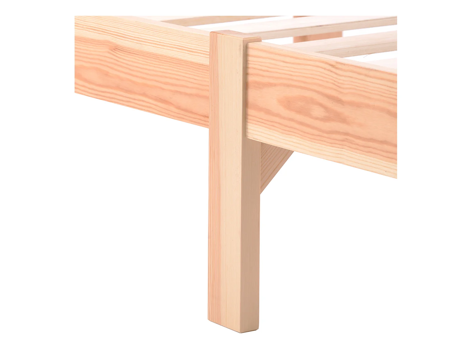 Einzelbett aus Massivholz 90x200cm mit Kopfteil und Lattenrost – Natur