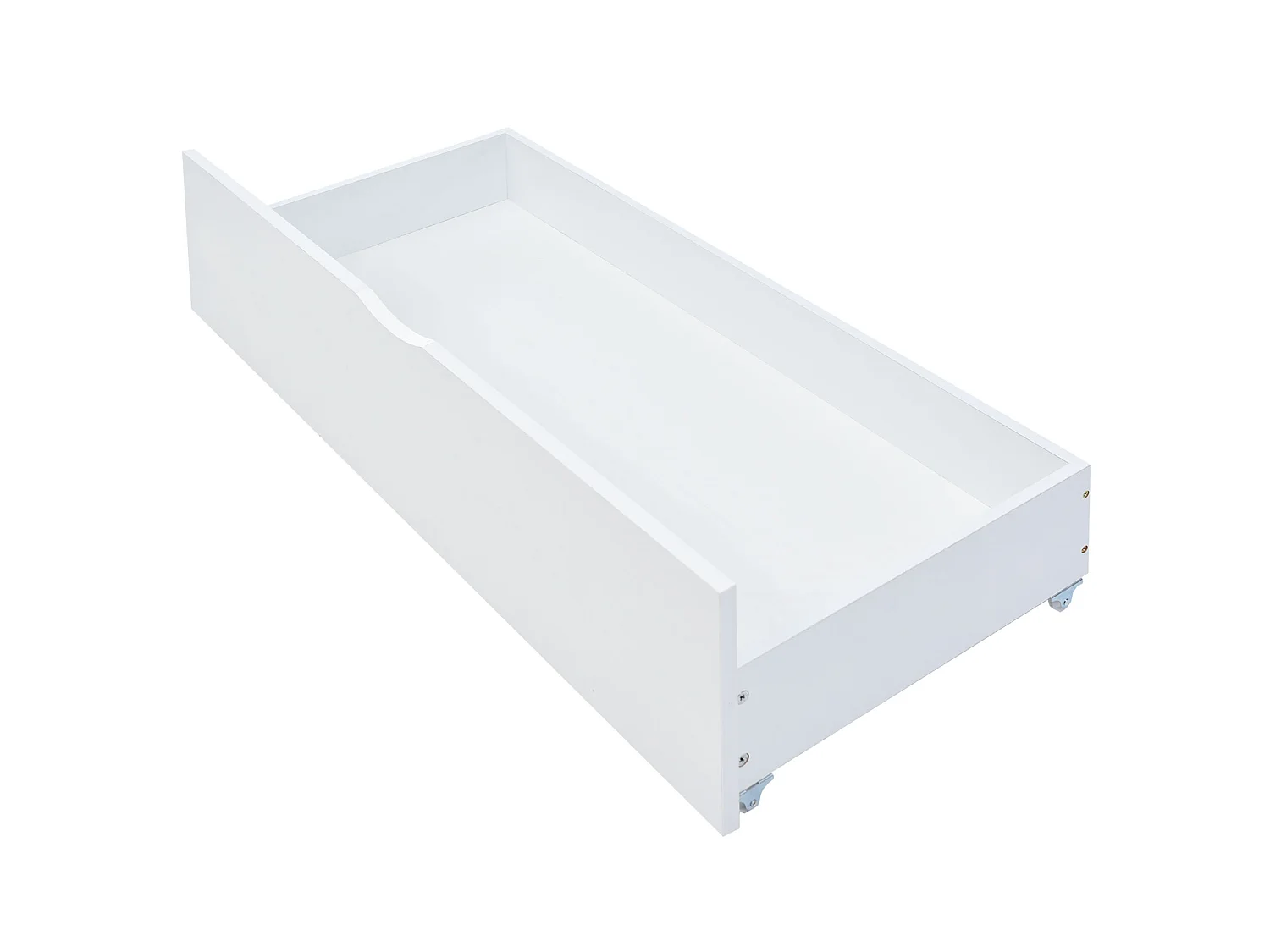 Cama individual 90x200cm de madera maciza con 2 cajones - Blanco