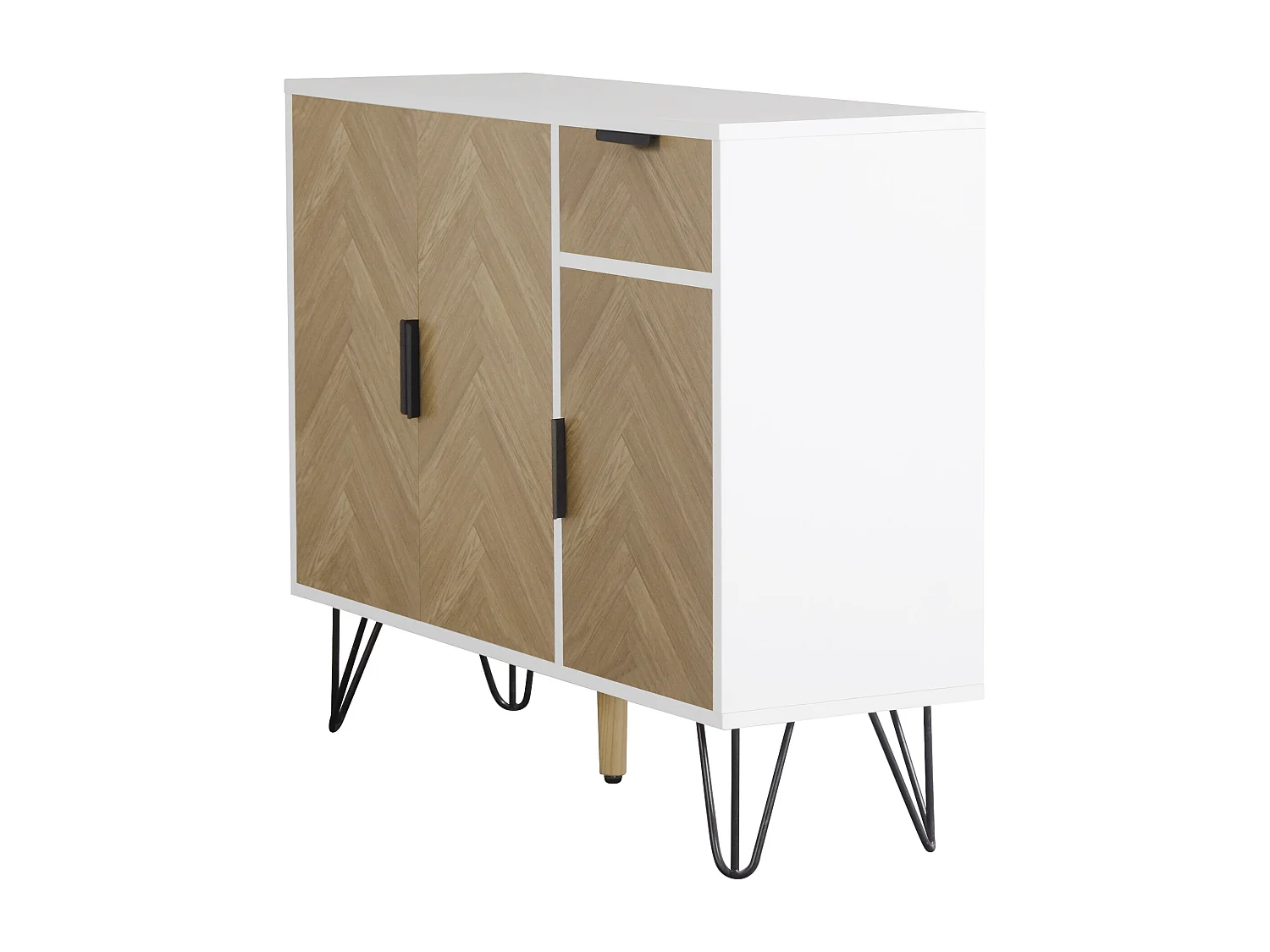 Niedriges Sideboard – 3 Türen und 1 Schublade – MDF – Natur