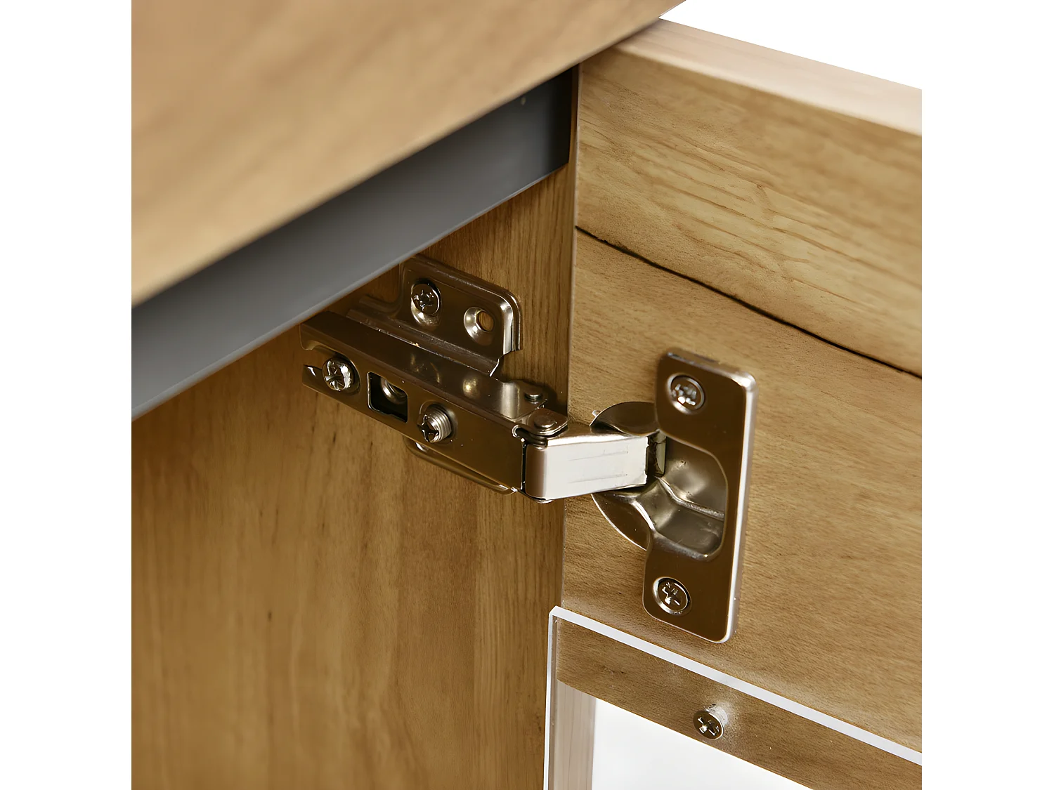 Buffet bas avec LED - 3 portes et 3 tiroirs - Naturel