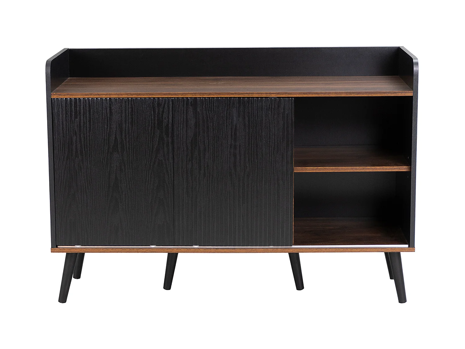 Niedriges Sideboard mit 3 Schubladen und 2 Türen – zeitgenössischer Stil – Schwarz und Natur