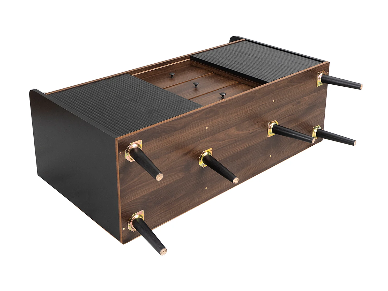 Niedriges Sideboard mit 3 Schubladen und 2 Türen – zeitgenössischer Stil – Schwarz und Natur