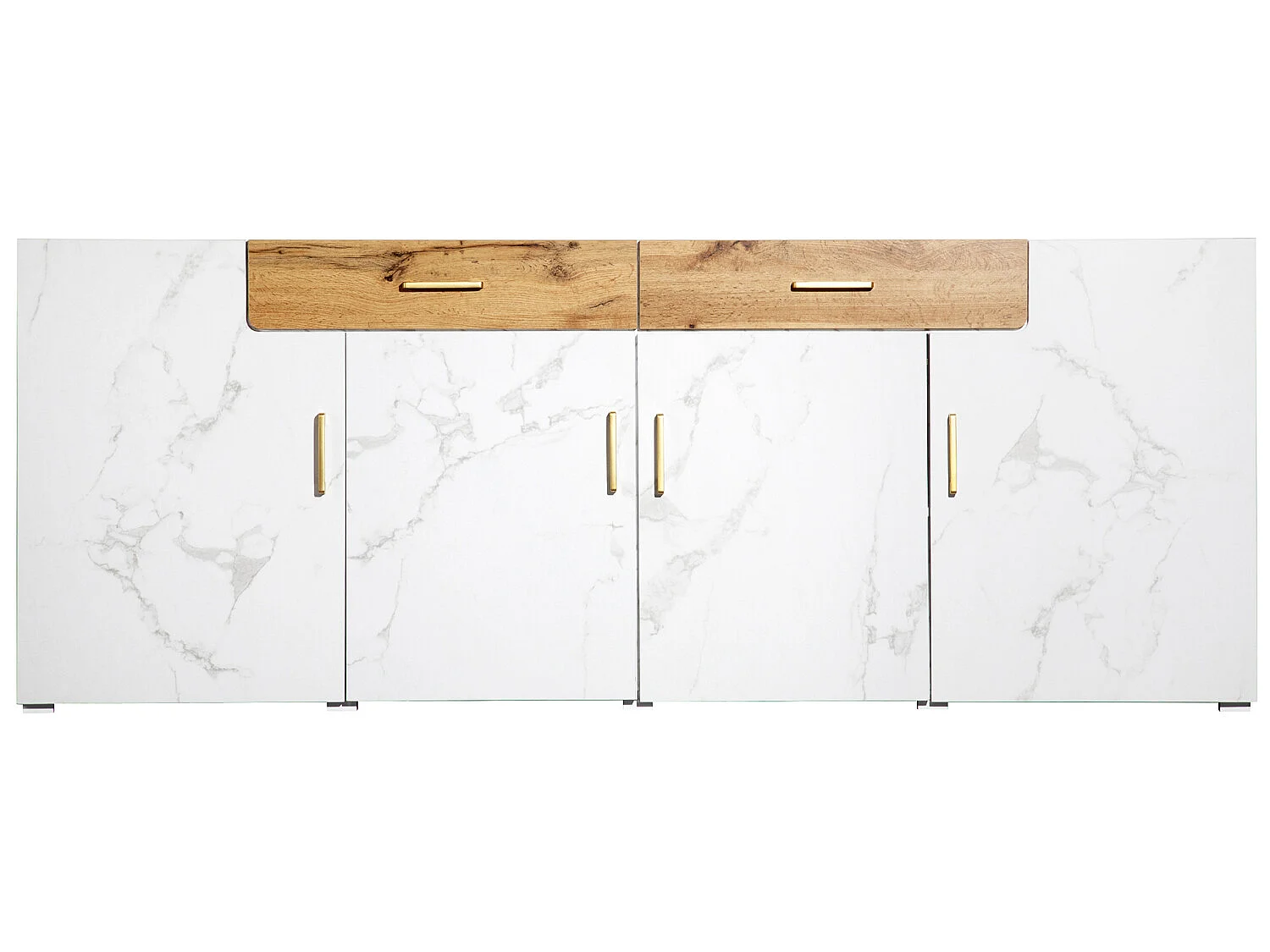 Buffet L 200cm - 4 portes avec 2 tiroirs - Blanc