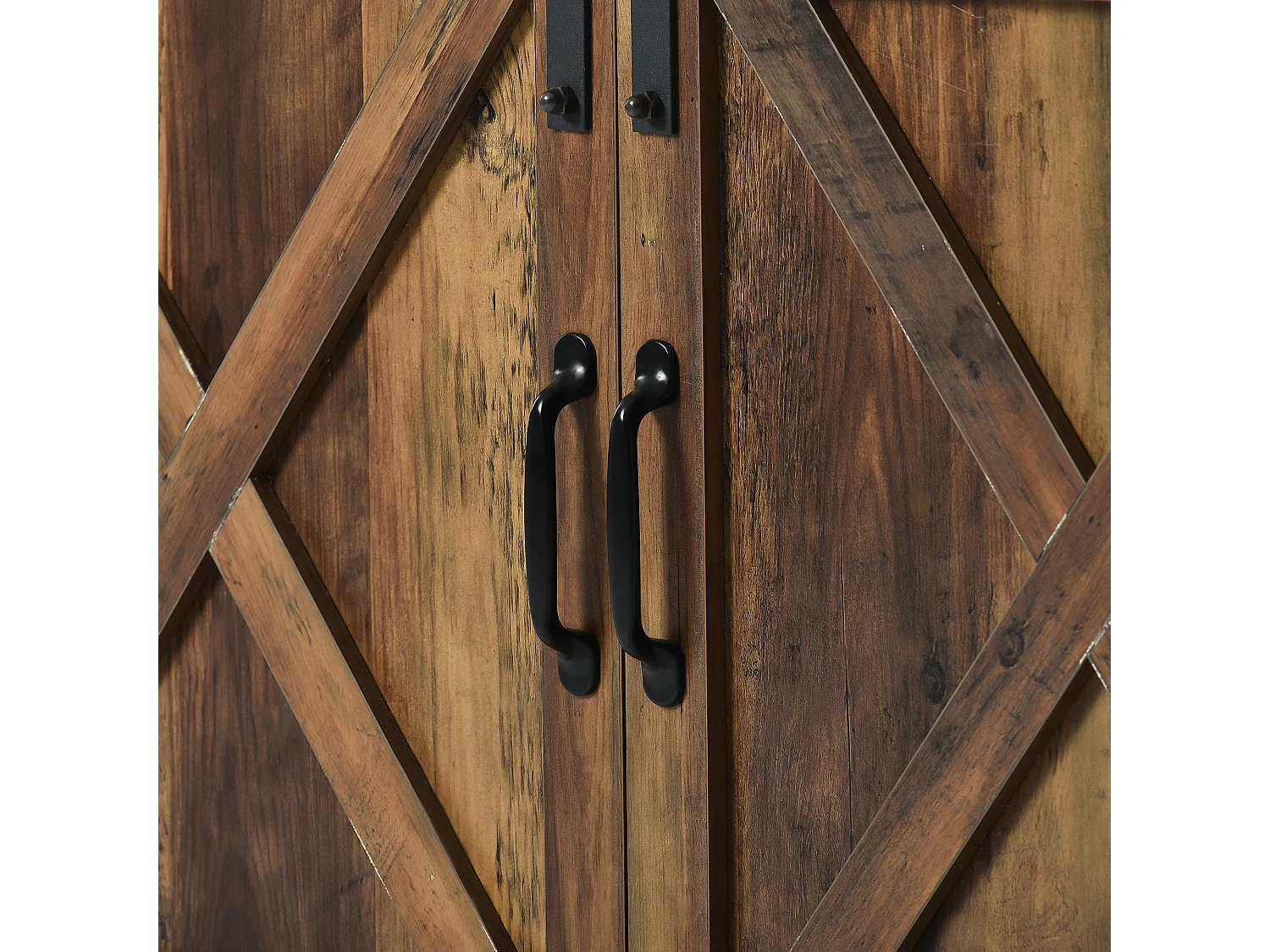 Buffet - 2 portes coulissantes et compartiments - étagères internes réglables - Marron