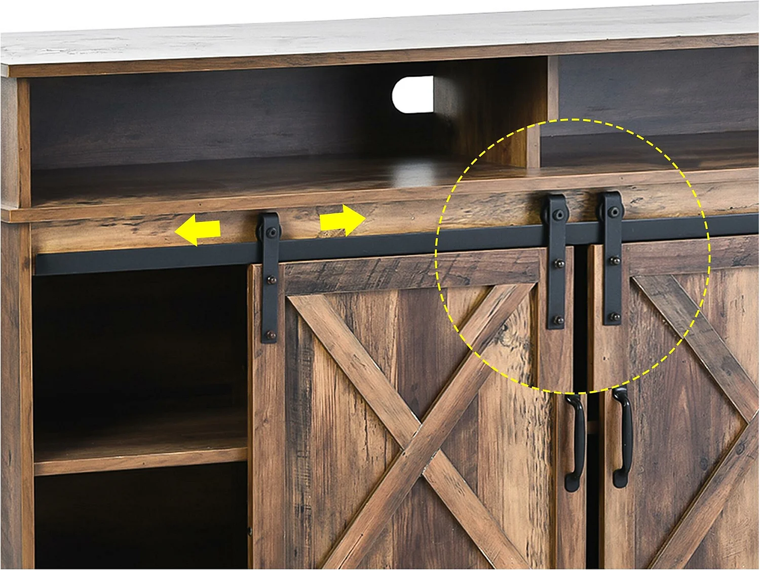 Buffet - 2 portes coulissantes et compartiments - étagères internes réglables - Marron