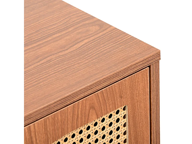 Rattan-Sideboard mit Metallgriffen – 3 Türen – Dunkel natürlich