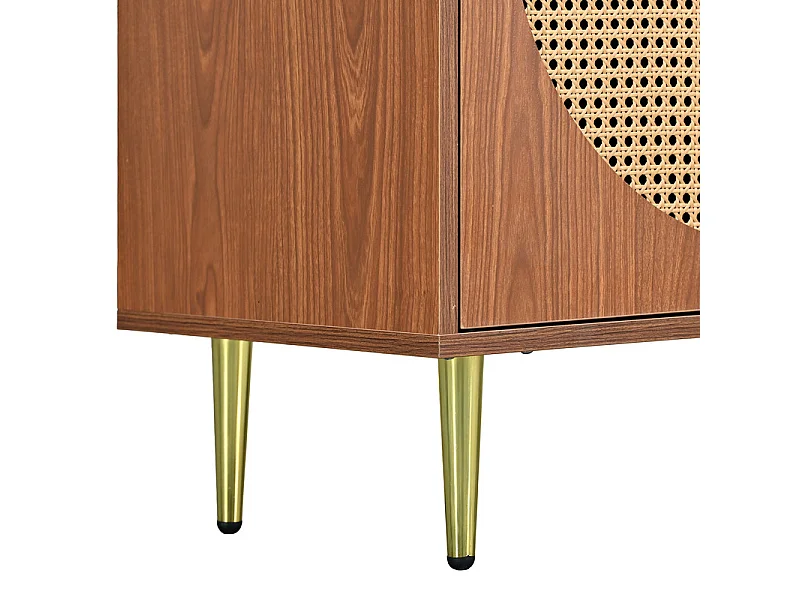 Rattan-Sideboard mit Metallgriffen – 3 Türen – Dunkel natürlich