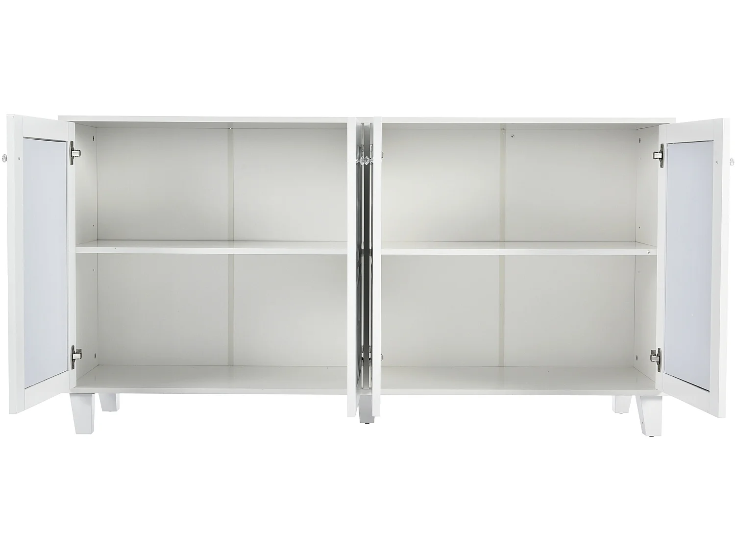 Buffet - 4 portes et étagères réglable - poignée en cristal - Blanc