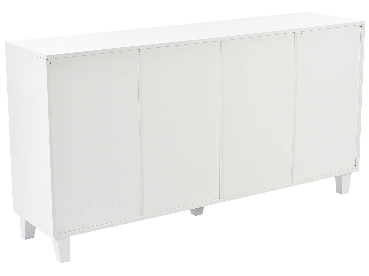 Buffet - 4 portes et étagères réglable - poignée en cristal - Blanc