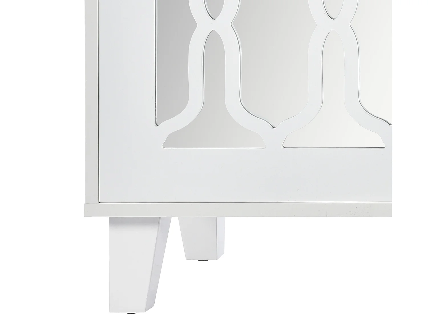 Buffet - 4 portes et étagères réglable - poignée en cristal - Blanc