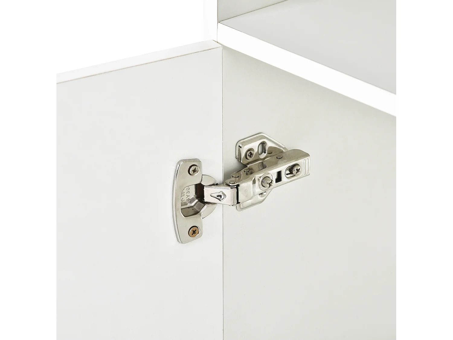 Buffet modrne avec LED - 4 tiroirs & 2 compartements ouvertes - blanc