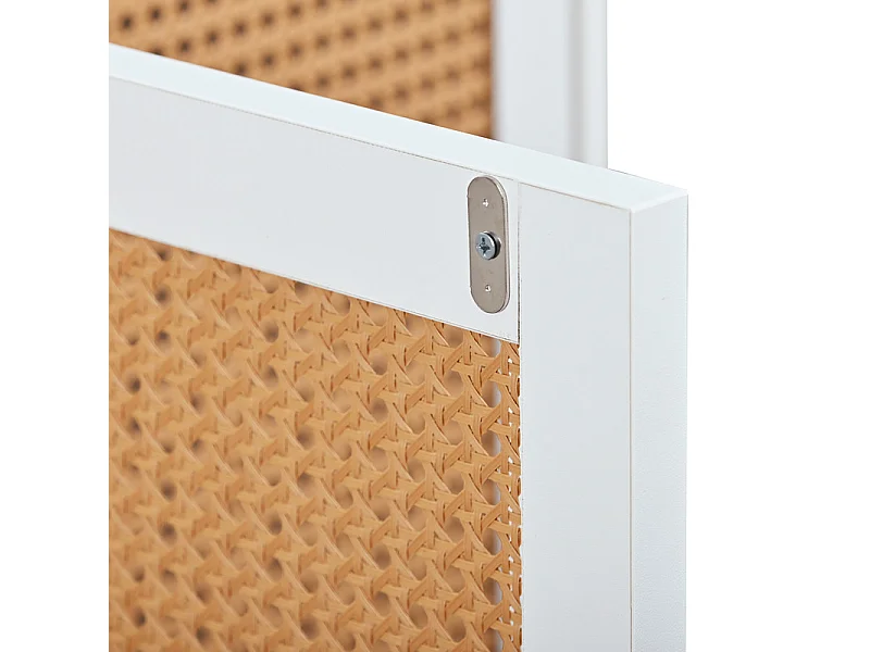 Aparador de ratán con tiradores de metal - 3 puertas - Blanco