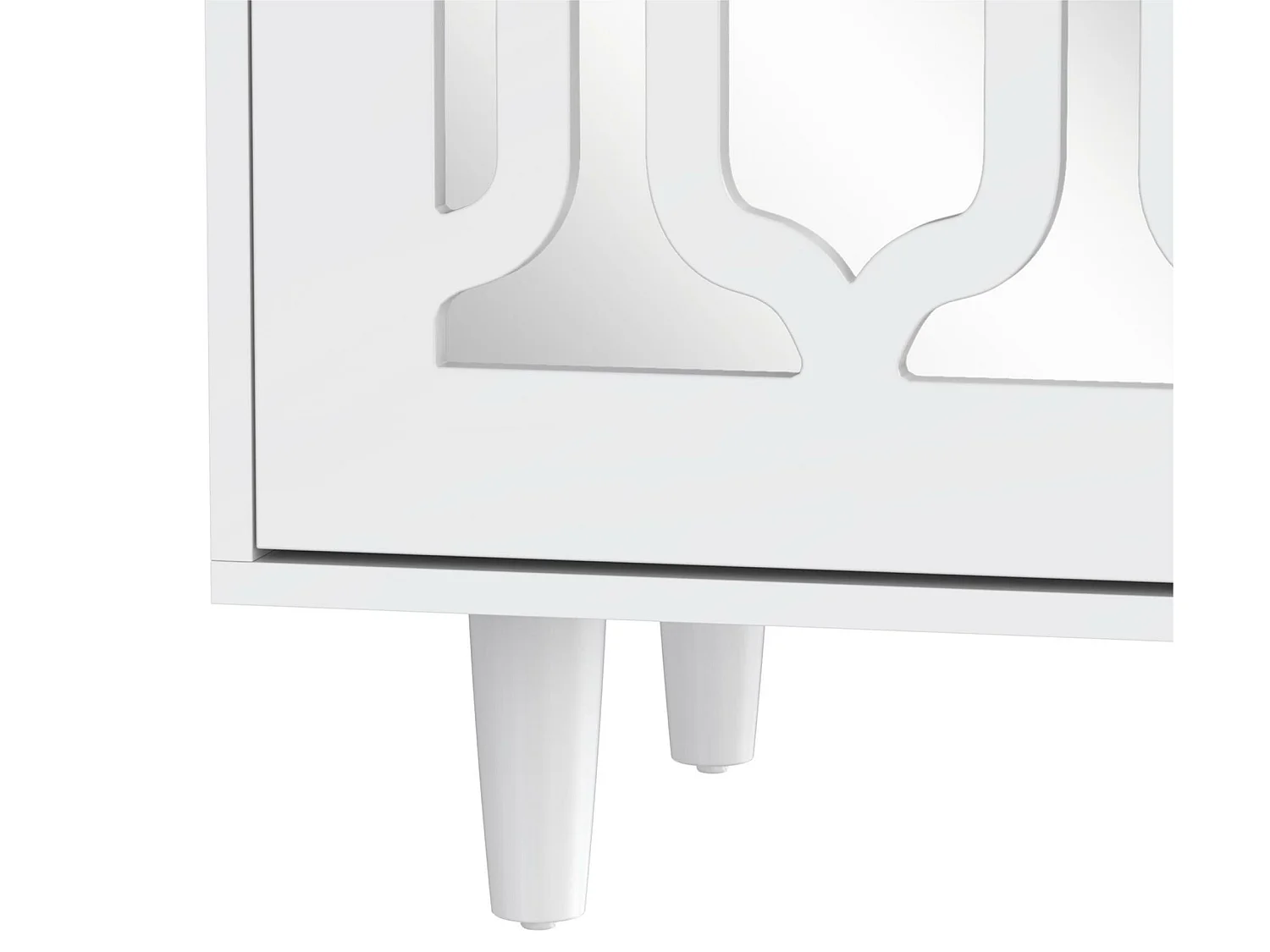 Laag dressoir - 2 deuren en 4 laden - kristallen handgreep - Wit