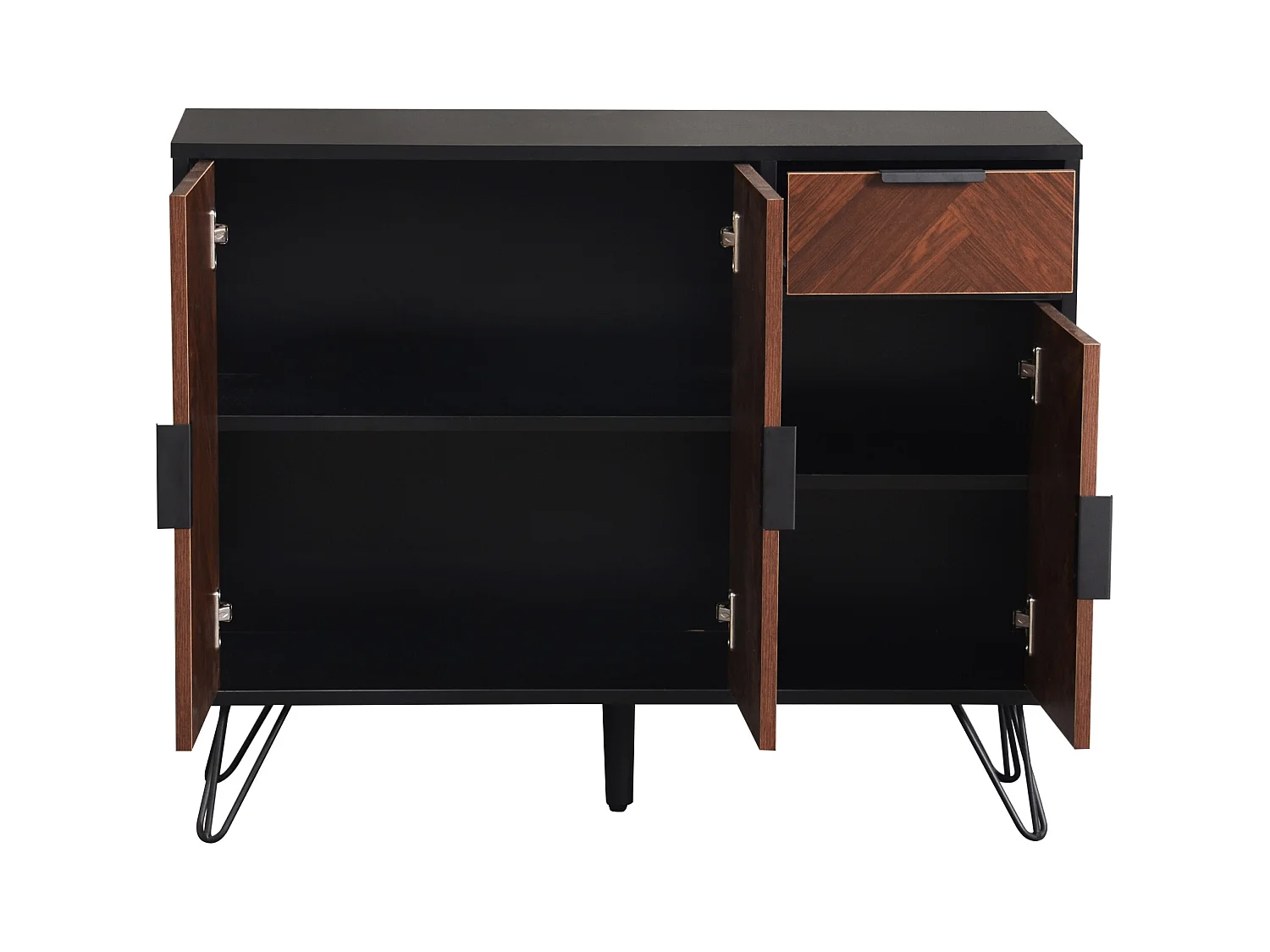 Niedriges Sideboard – 3 Türen und 1 Schublade – MDF – Braun
