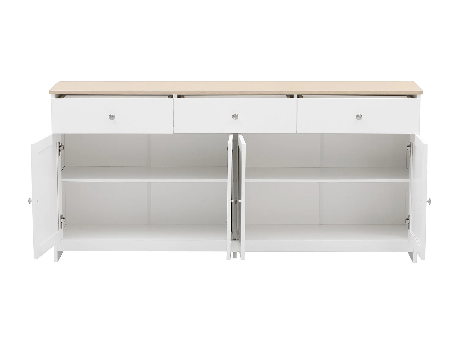 Sideboard für Wohnzimmer – 4 Türen und 3 Schubladen – Spanplatte – Weiß