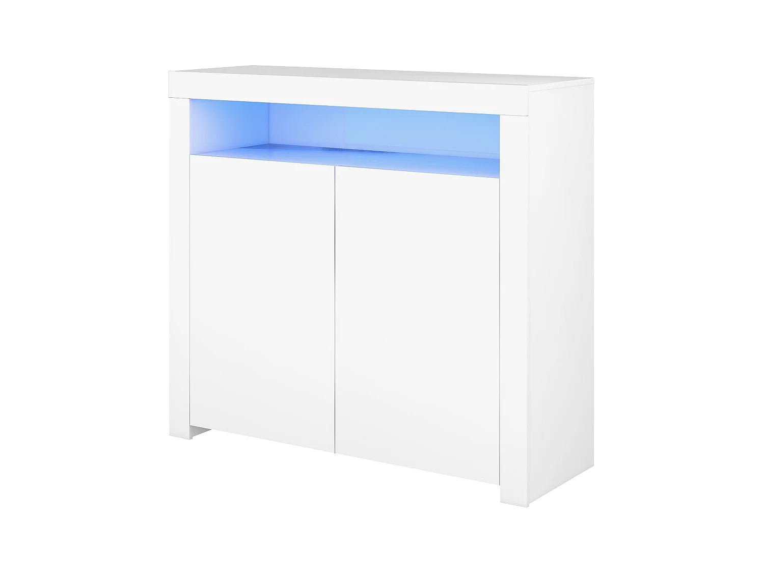 Buffet de rangement avec lumière LED et 2 portes pour salon et salle à manger - blanc