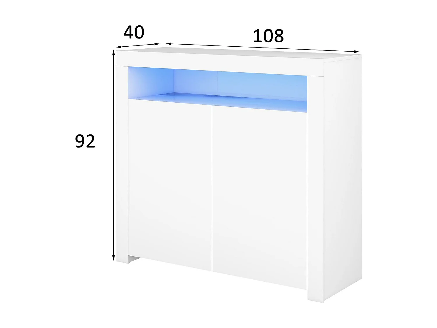 Buffet de rangement avec lumière LED et 2 portes pour salon et salle à manger - blanc