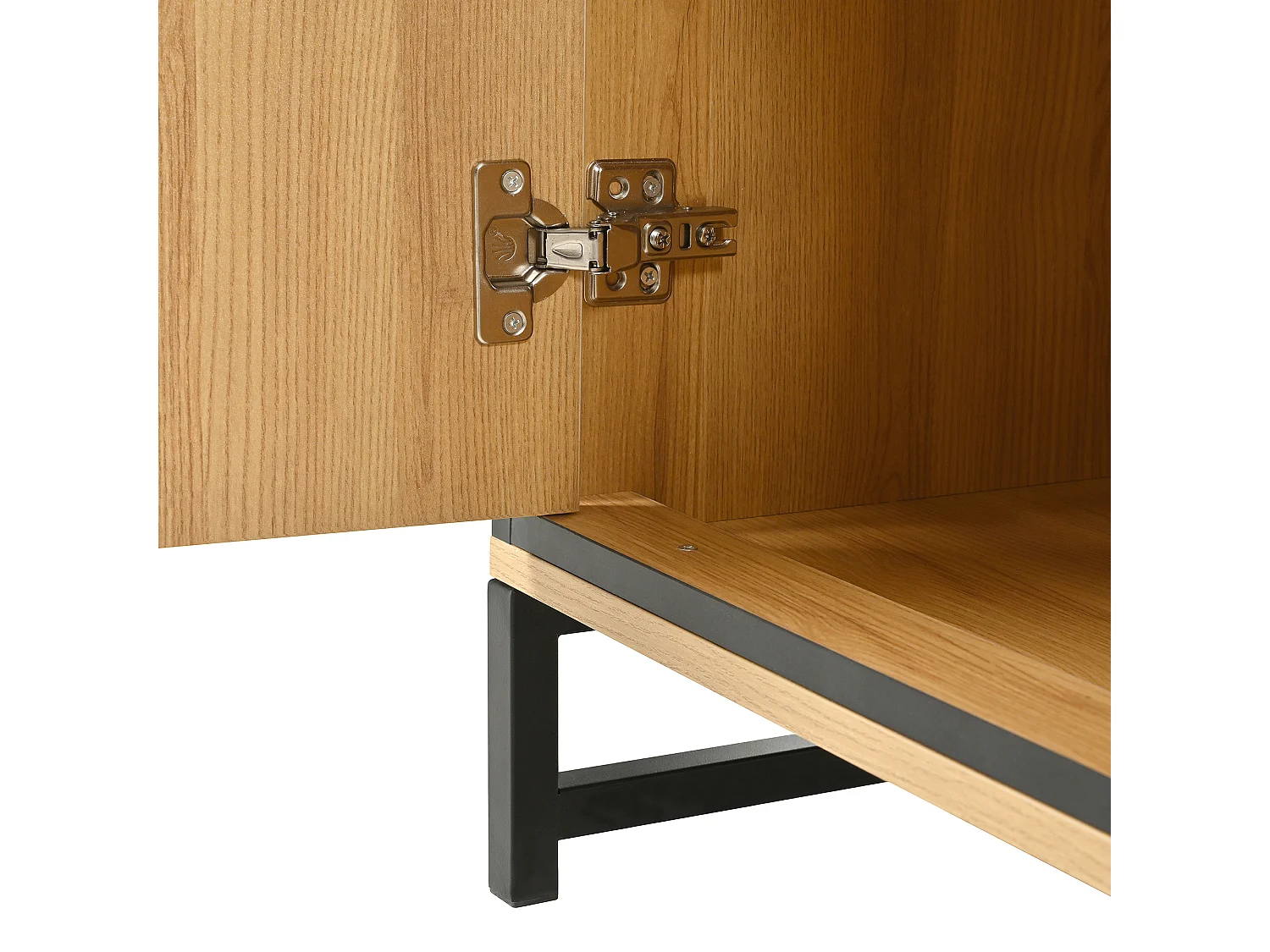 Buffet bas avec LED - 3 tiroirs & 2 portes & 3 étagères - Naturel