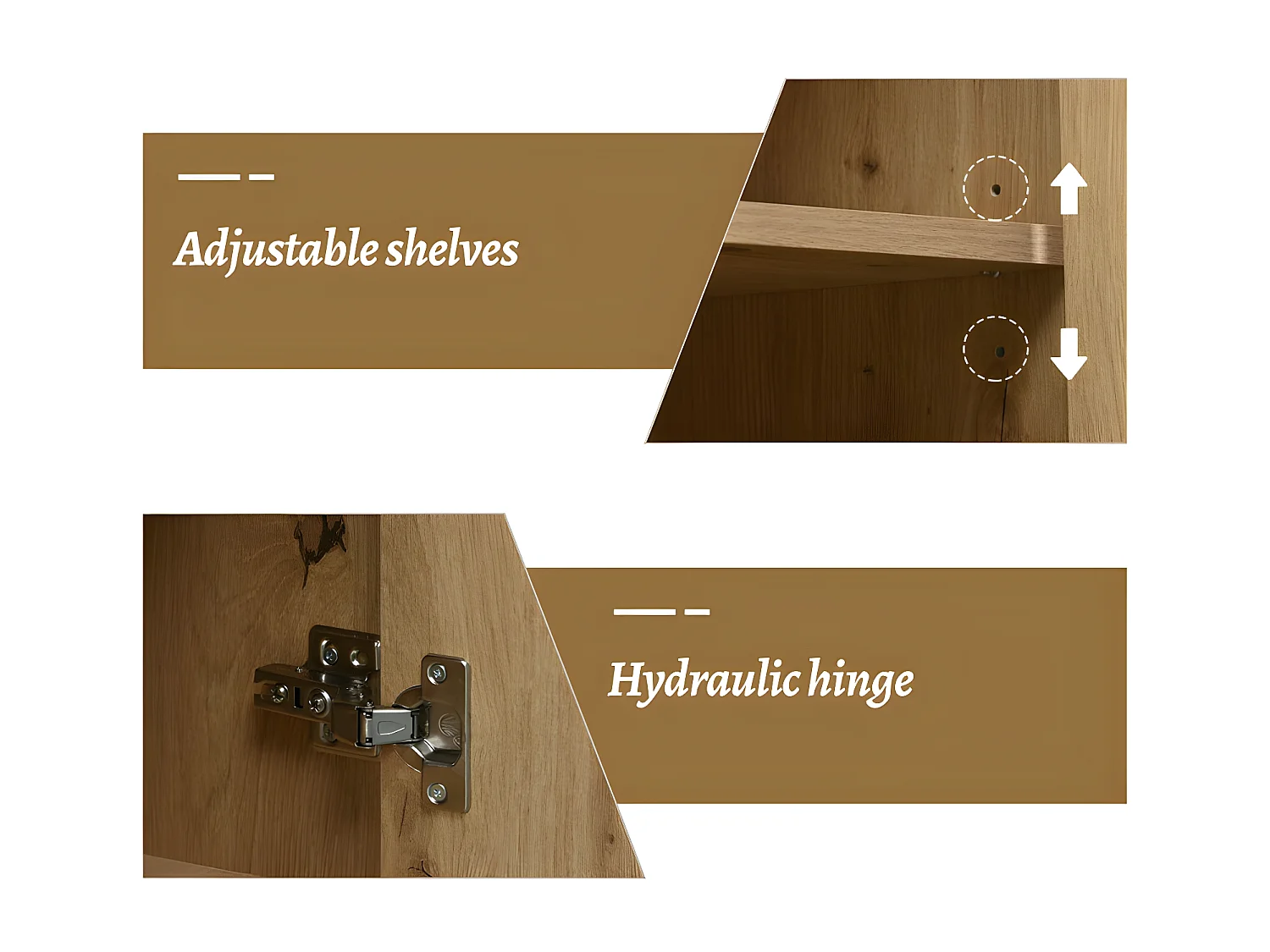 Buffet bas - 3 portes et 3 tiroirs - style industriel - Naturel & Noir