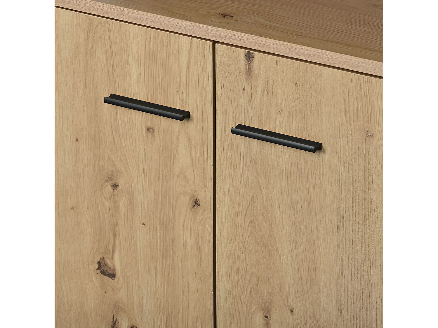 Buffet bas - 3 portes et 3 tiroirs - style industriel - Naturel & Noir