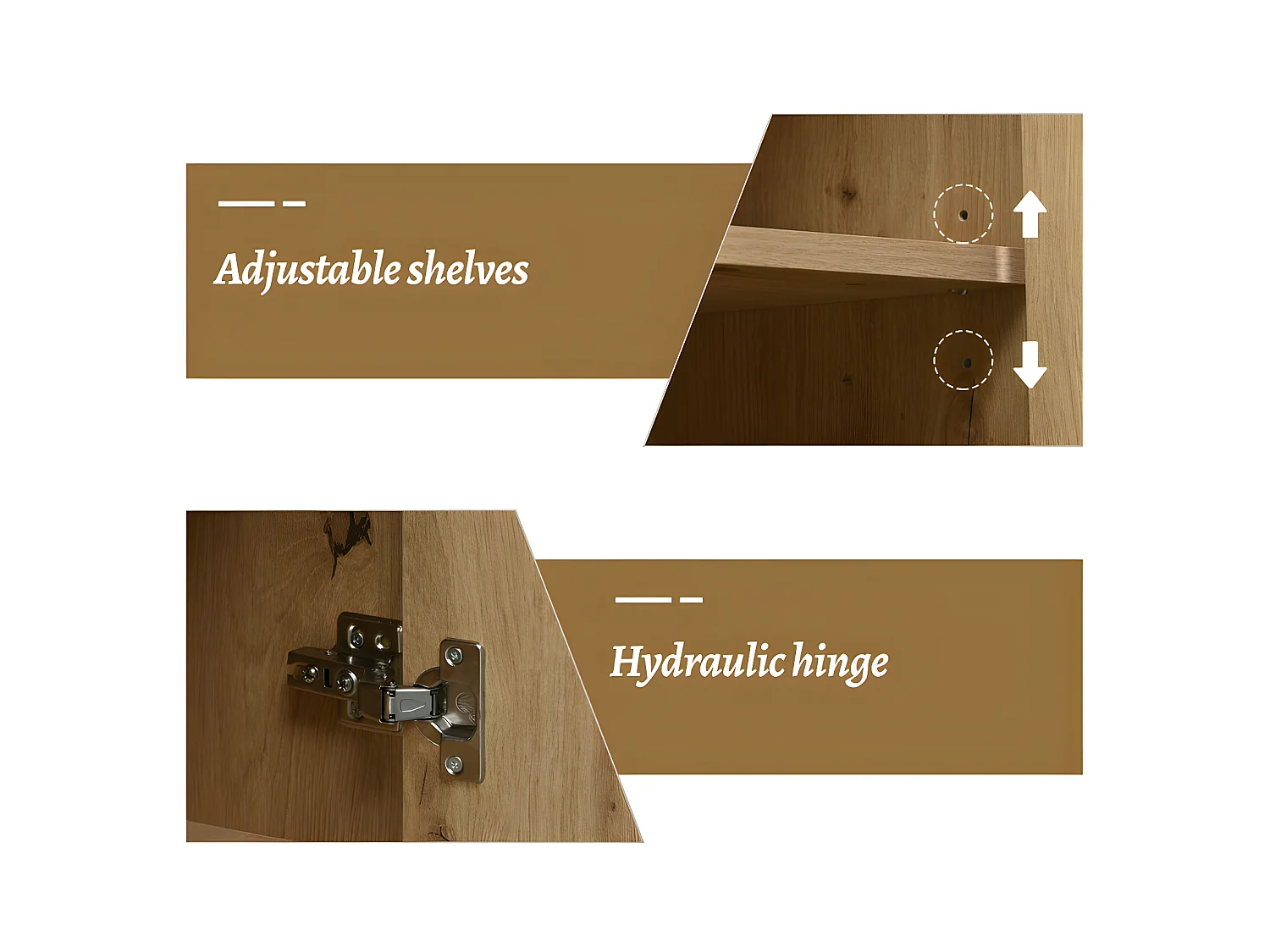 Laag dressoir - 3 deuren en 3 lades - industriële stijl - Naturel & Zwart