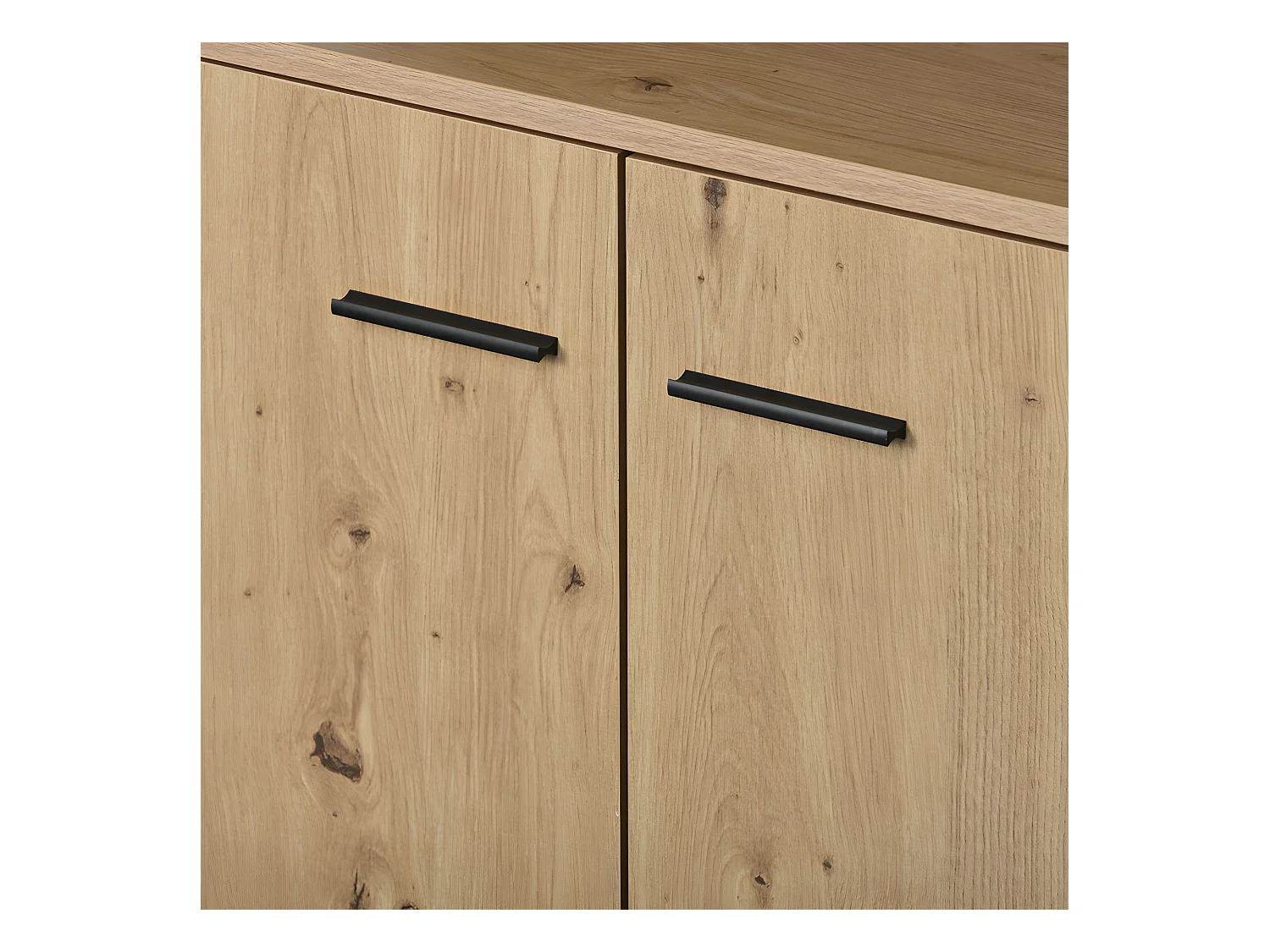 Laag dressoir - 3 deuren en 3 lades - industriële stijl - Naturel & Zwart