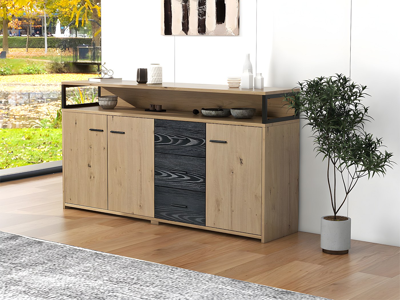 Sideboard mit 3 Türen aus Massivholz, Kastanie Tecca | Maisons du Monde