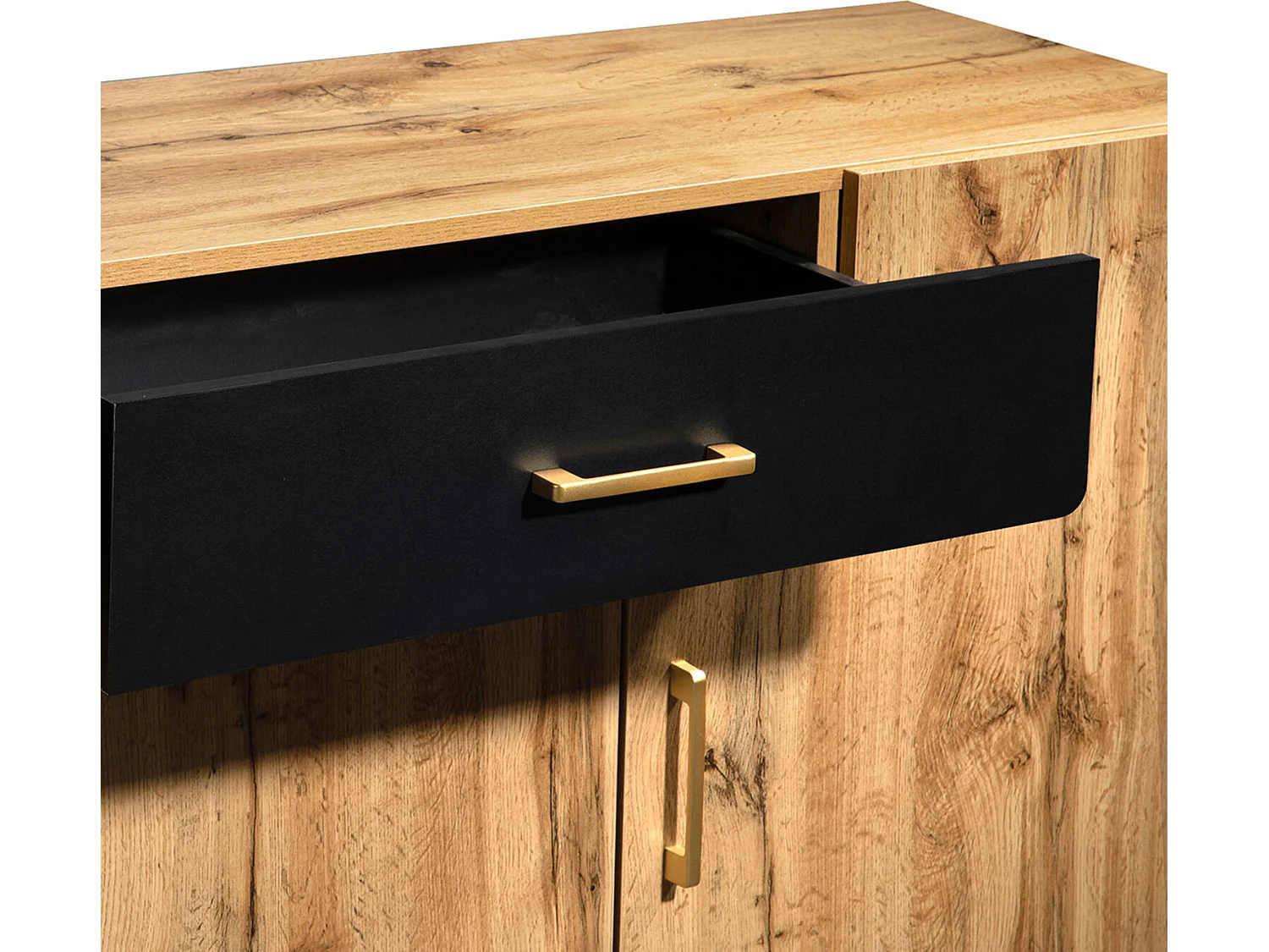 Dressoir L 200cm - 4 deuren met 2 laden - Naturel