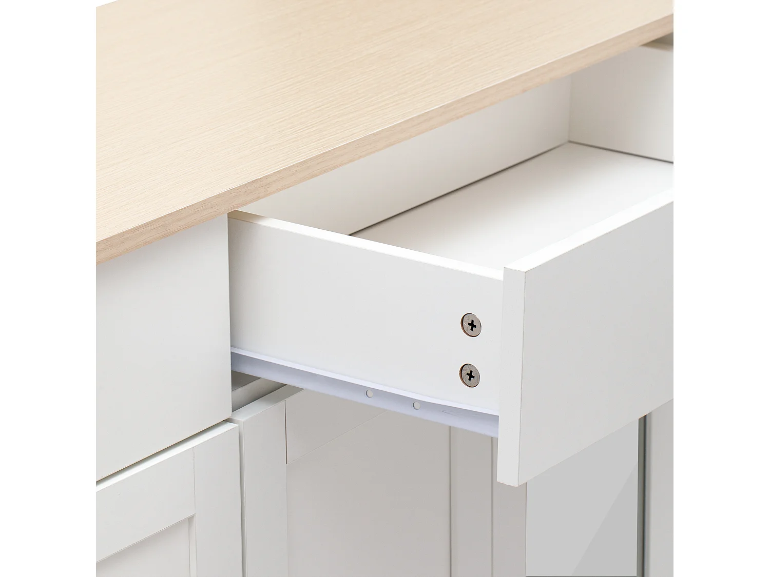 Sideboard mit 2 Schubladen und Glastüren – für Wohn- und Esszimmer – Weiß