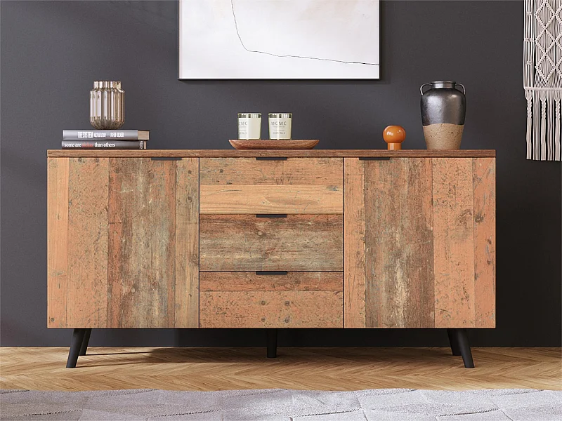 Laag dressoir - 2 deuren & 3 lades - verstelbare planken - Bruin