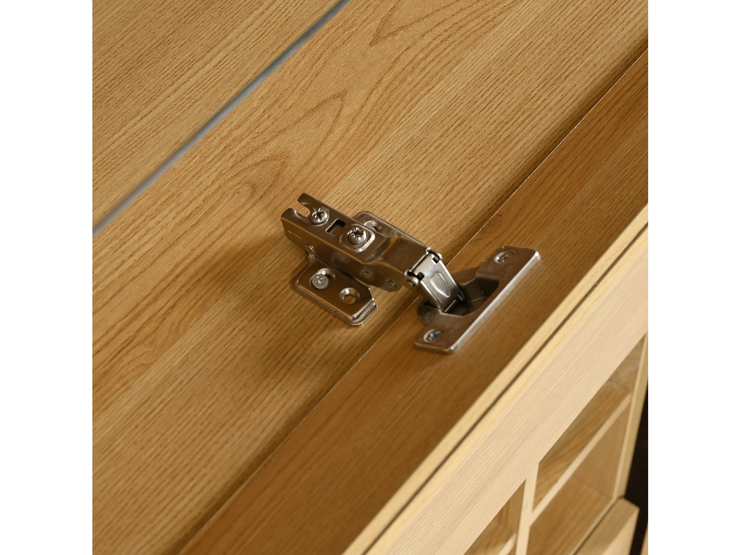 Sideboard、Weinregal mit LED – 2 Türen & 2 Schubladen & Glasböden – Natur