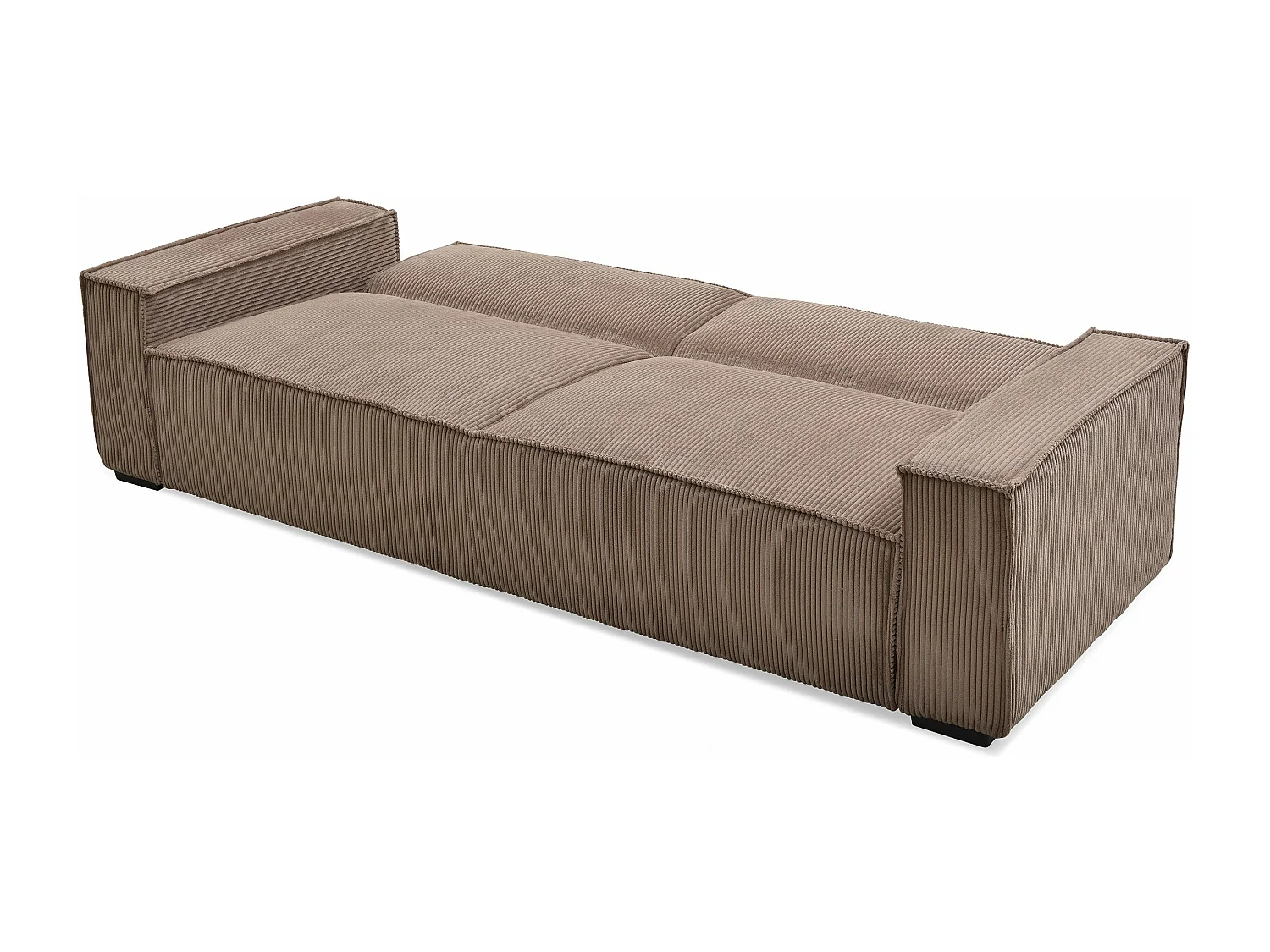 Divano-letto Roger 3 posti in velluto a coste Taupe