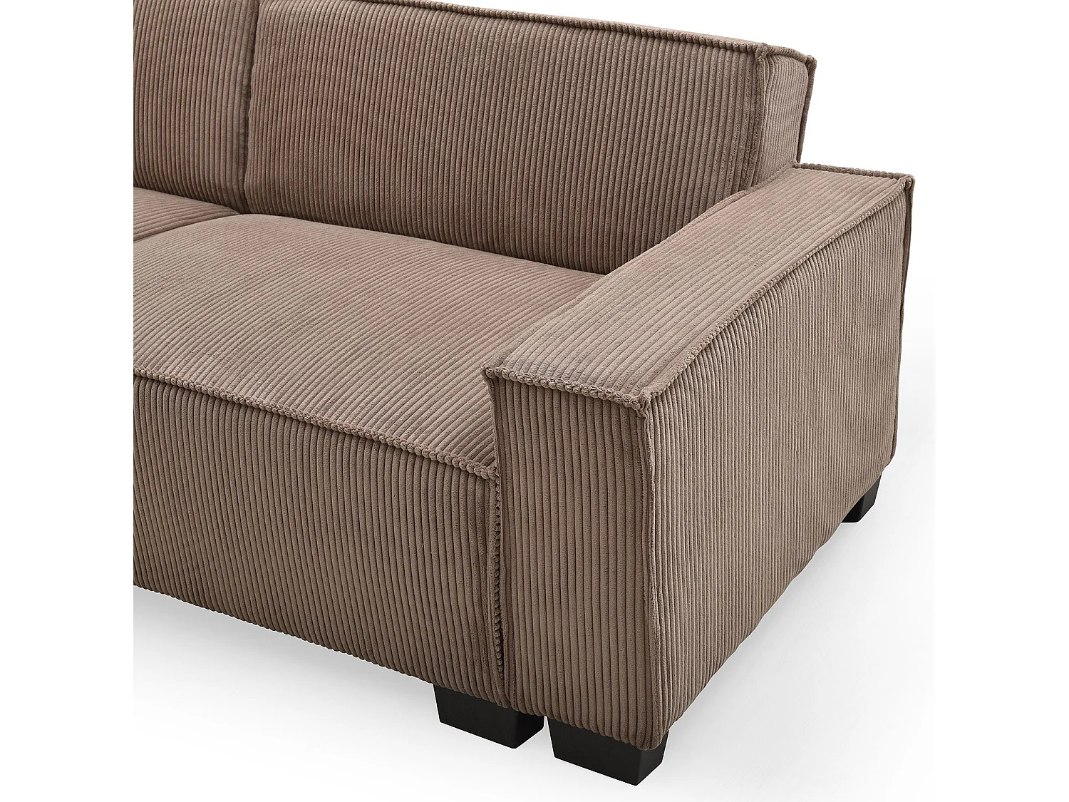 Divano-letto Roger 3 posti in velluto a coste Taupe