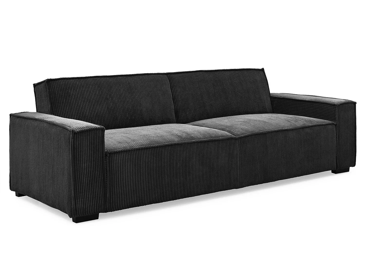 Canapé clic-clac 3 places Roger Velours côtelé Noir