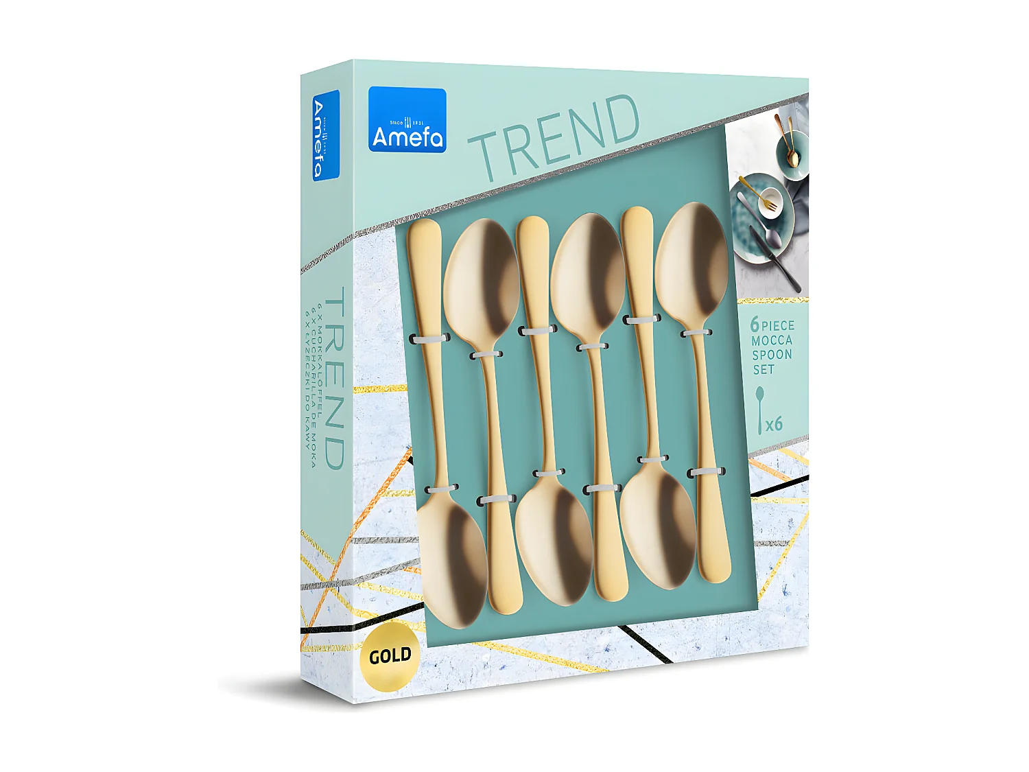 Austin - Service 6 cuillères moka expresso Doré mat