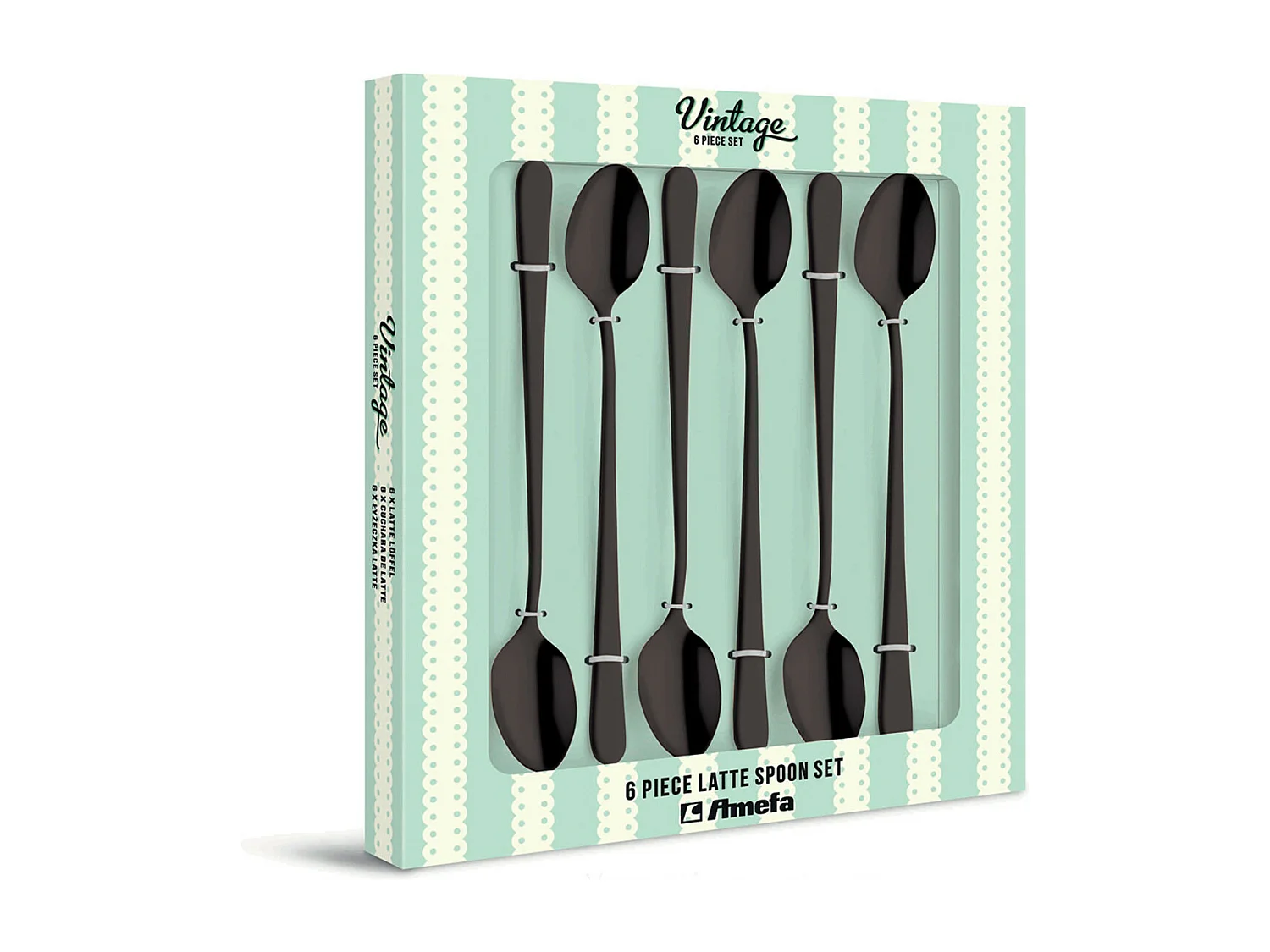 Set aus 6 Latte-Macchiato-Löffeln in mattem Schwarz aus Edelstahl Amefa Austin