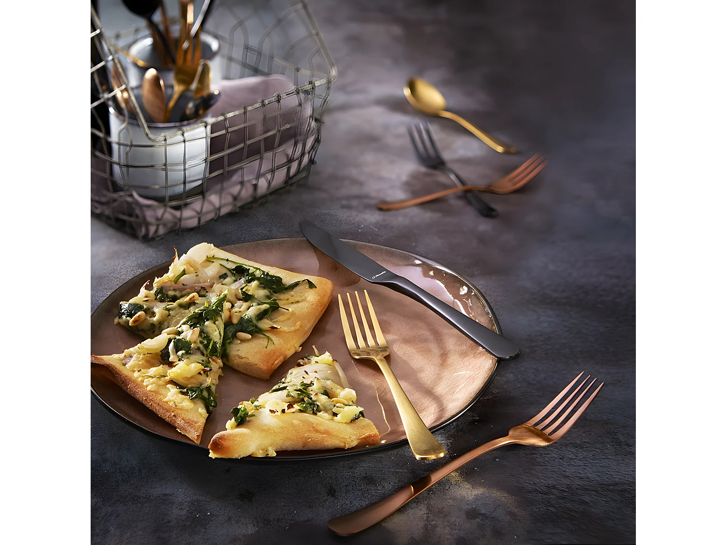 Set aus 6 Latte-Macchiato-Löffeln in mattem Schwarz aus Edelstahl Amefa Austin